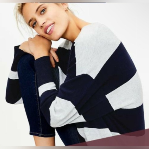 LOFT Sweaters - LOFT Striped Sweater Tunic Navy and Gray XL